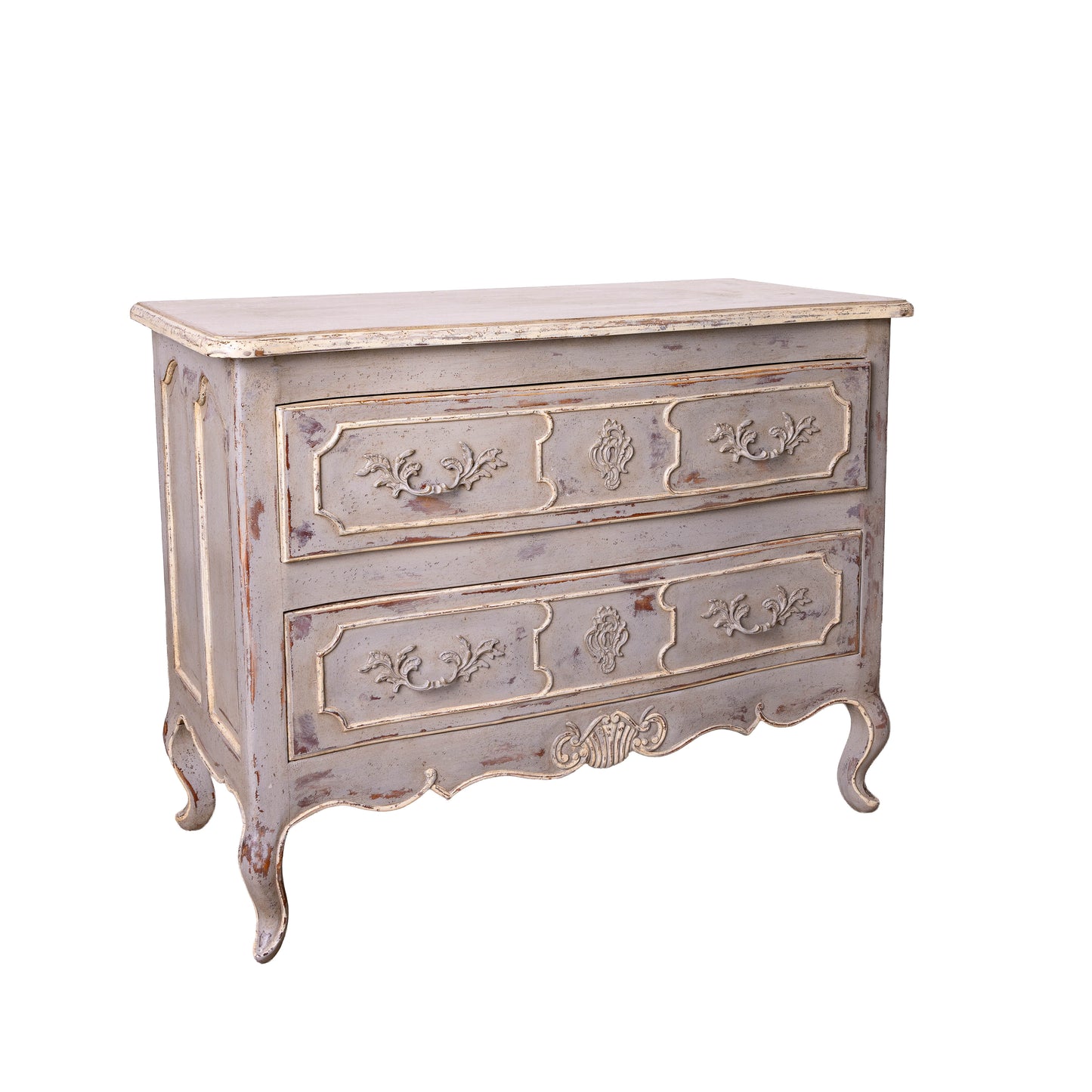 Vintage French two drawer commode from a 5* Hotel IN Courchevel with a grey patina