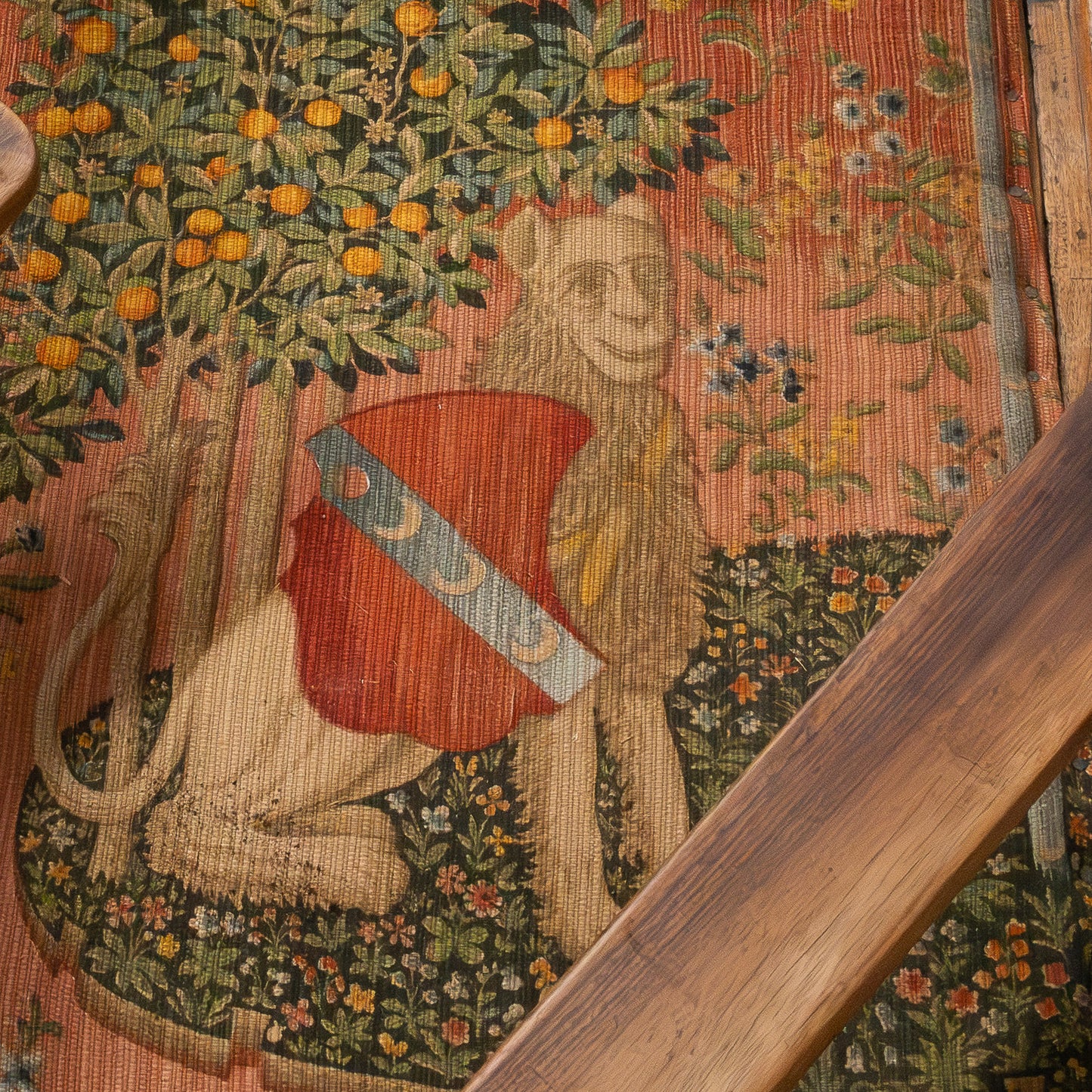 One of a kind 19th century reclining orangerie chaise with old tapestry upholstery