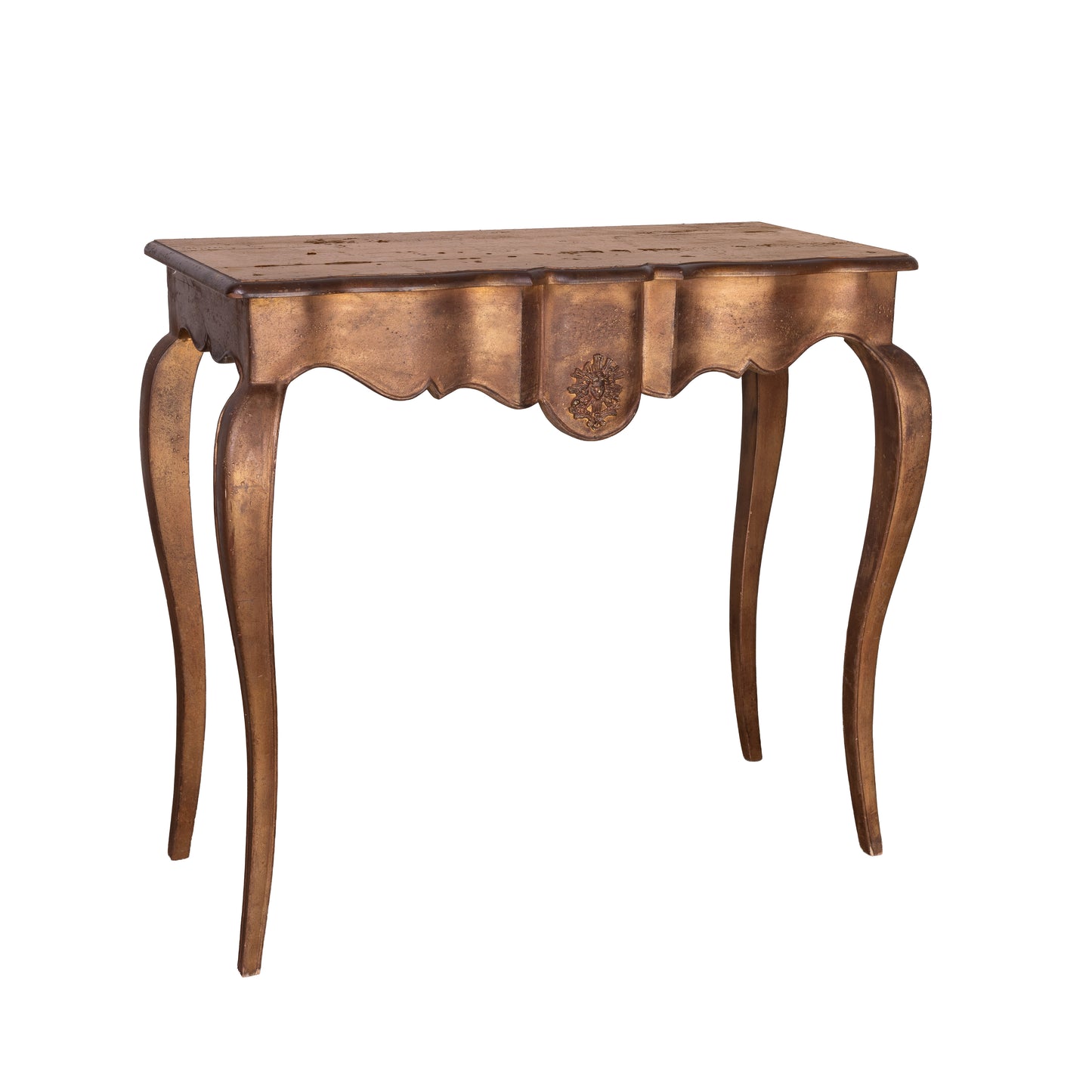 Lovely antique French Louis XVI style hall consult able with gold patina from Provence