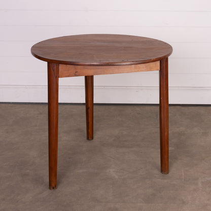 Vintage French three-leg round walnut table from Annecy