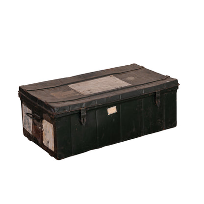 Antique French Military metal storage or travel trunk from Lyon
