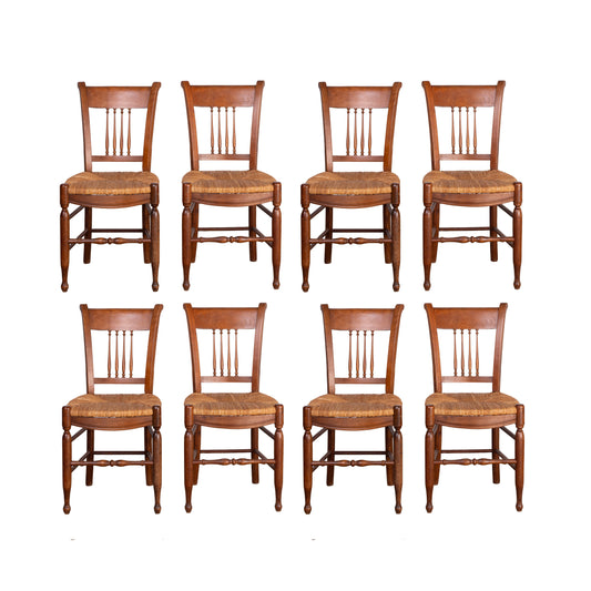 Set of 8 Vintage French wicker dining chairs from Provence