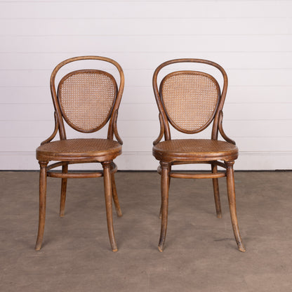 Set of 6 Antique French bentwood dining chairs with cane seats from Provence