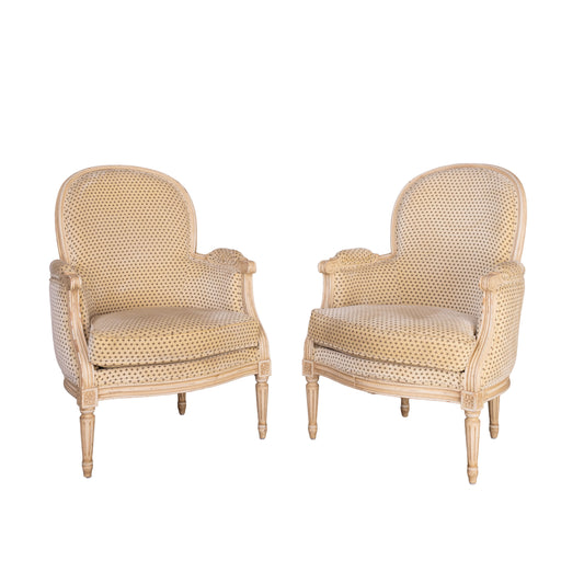 Pair of Vintage French upholstered 'fauteuils' from Provence