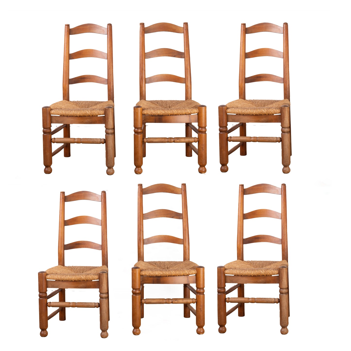 Set of 6 beautiful heavy wicker farmhouse chairs from Provence