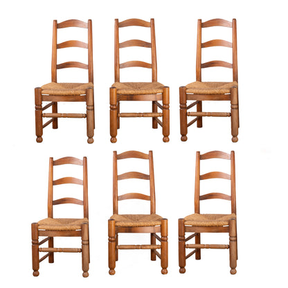 Set of 6 beautiful heavy wicker farmhouse chairs from Provence