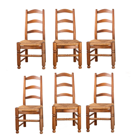 Set of 6 beautiful heavy wicker farmhouse chairs from Provence