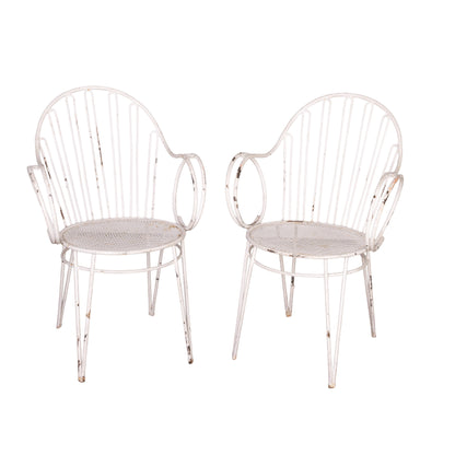 Pair of Vintage French wrought iron garden chairs