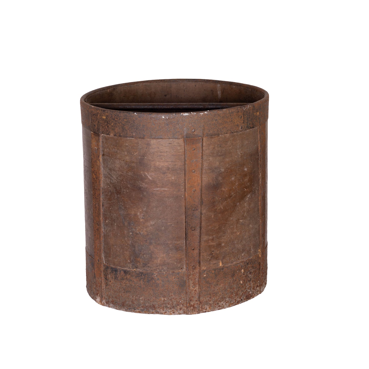 Antique French timber Grain Measure with metal bracing from the French Alps