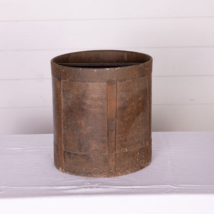 Antique French timber Grain Measure with metal bracing from the French Alps