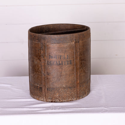 Antique French timber Grain Measure with metal bracing from the French Alps