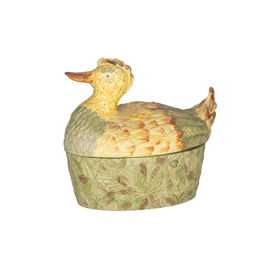 Vintage French 'Canard' porcelain Duck terrine from Provence signed 'Chaumette'