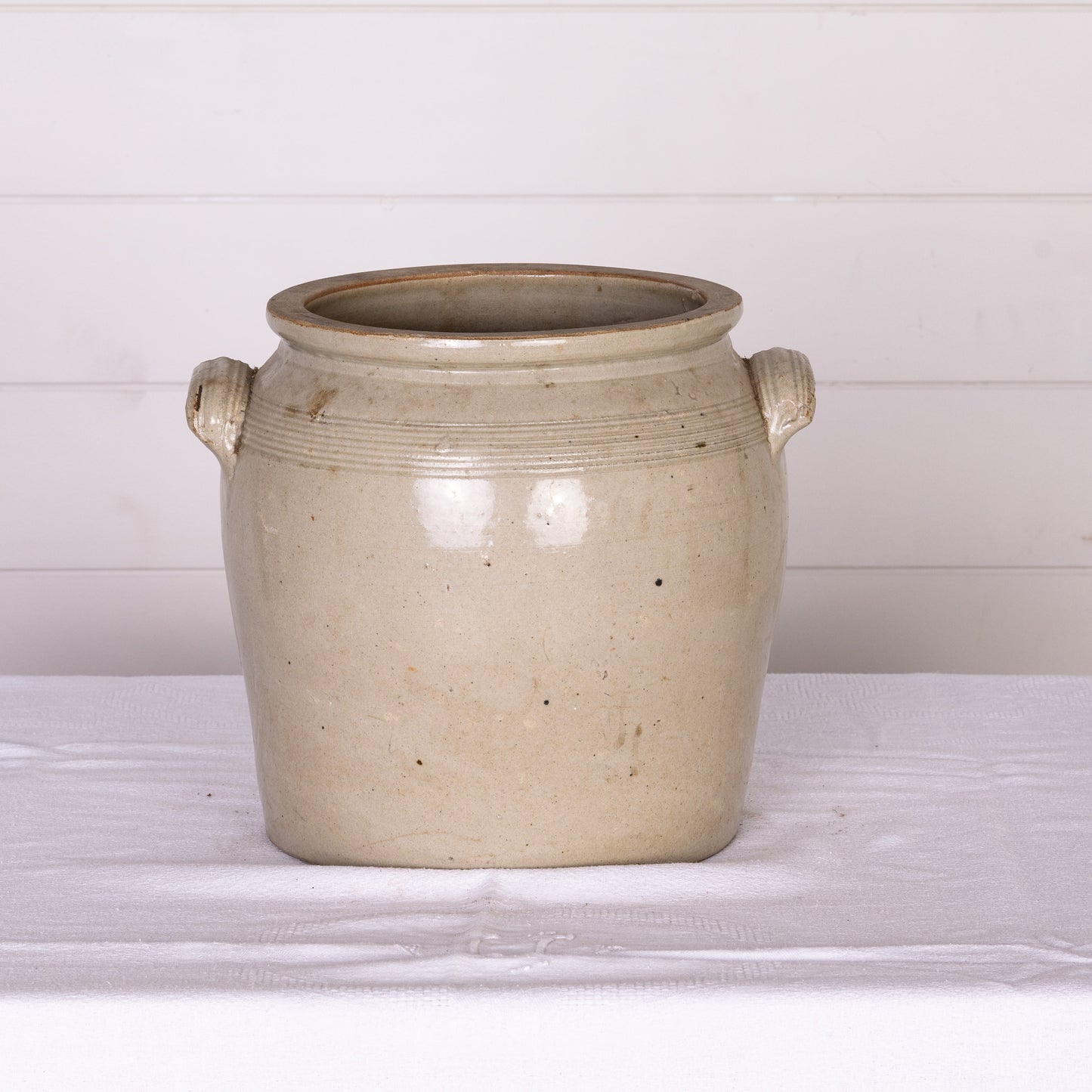 Antique French Taupe Confit Pot from a collection sources in Carpentras, France