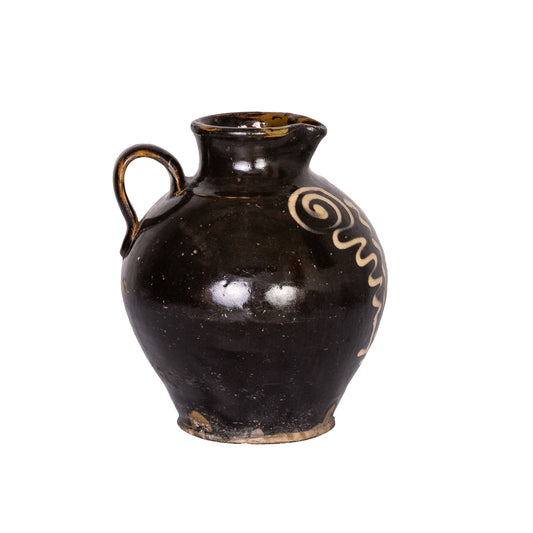 Antique French glazed pitcher from the French Alps