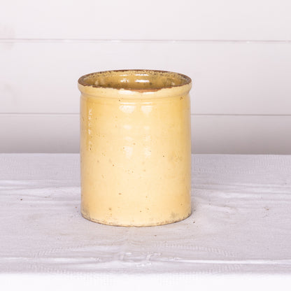 Beautiful antique French yellow glazed confit pot from Provence