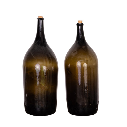 Pair of sought after Dame-Jeanne oversized wine makers bottles 18th century