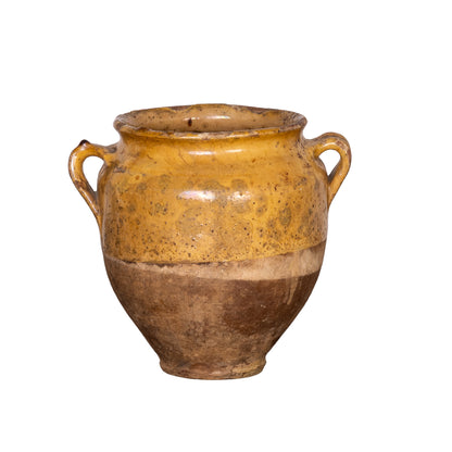 Collectible part-glazed yellow confit pot from Ile Sur la Sorgue