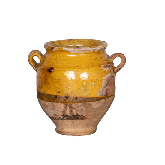 'Petite' collectible part-glazed yellow confit pot from Ile Sur la Sorgue