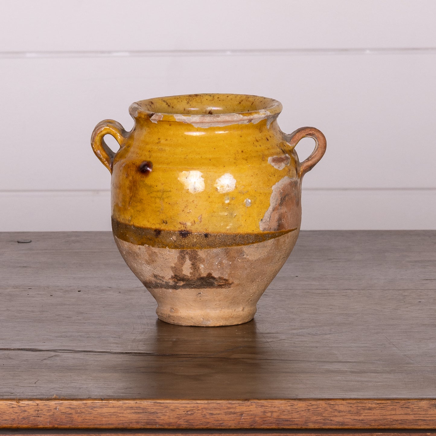 'Petite' collectible part-glazed yellow confit pot from Ile Sur la Sorgue