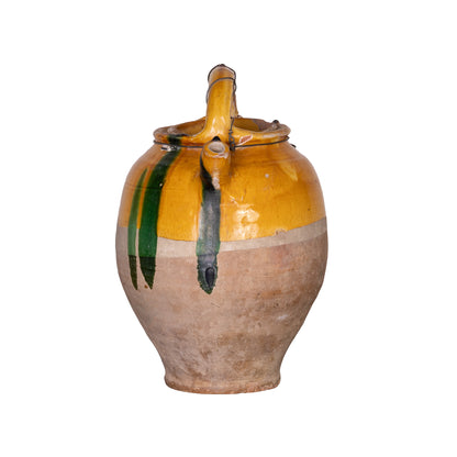 Collectible part-glazed yellow confit pot from Ile Sur la Sorgue