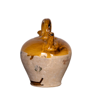 Collectible part-glazed yellow confit pot from Ile Sur la Sorgue