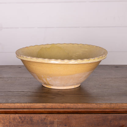 Beautiful early 19th Century Provincial Terracotta large hand-thrown bowl with yellow glaze