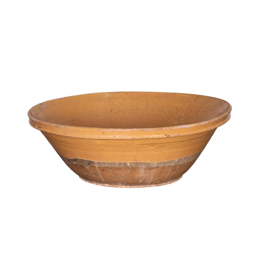 Beautiful early 19th Century Provincial Terracotta large hand-thrown bowl with yellow glaze