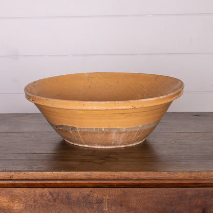 Beautiful early 19th Century Provincial Terracotta large hand-thrown bowl with yellow glaze