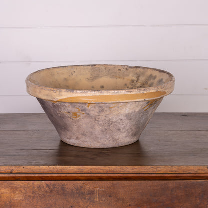Beautiful early 19th Century Provincial Terracotta large hand-thrown bowl with yellow glaze