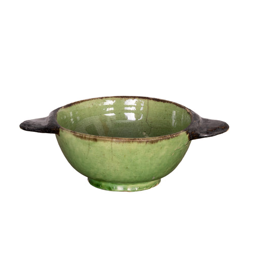 Vintage French green glazed bowl from Provence