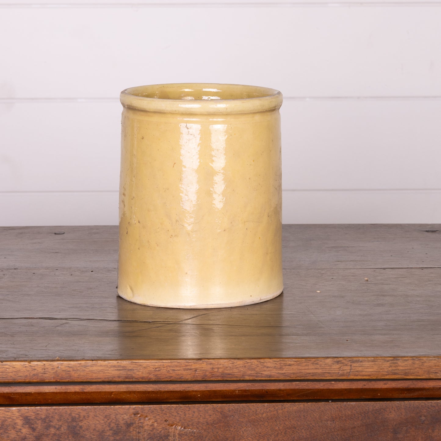 Antique French yellow glazed confit pot from Provence
