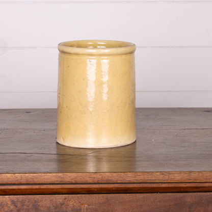 Antique French yellow glazed confit pot from Provence