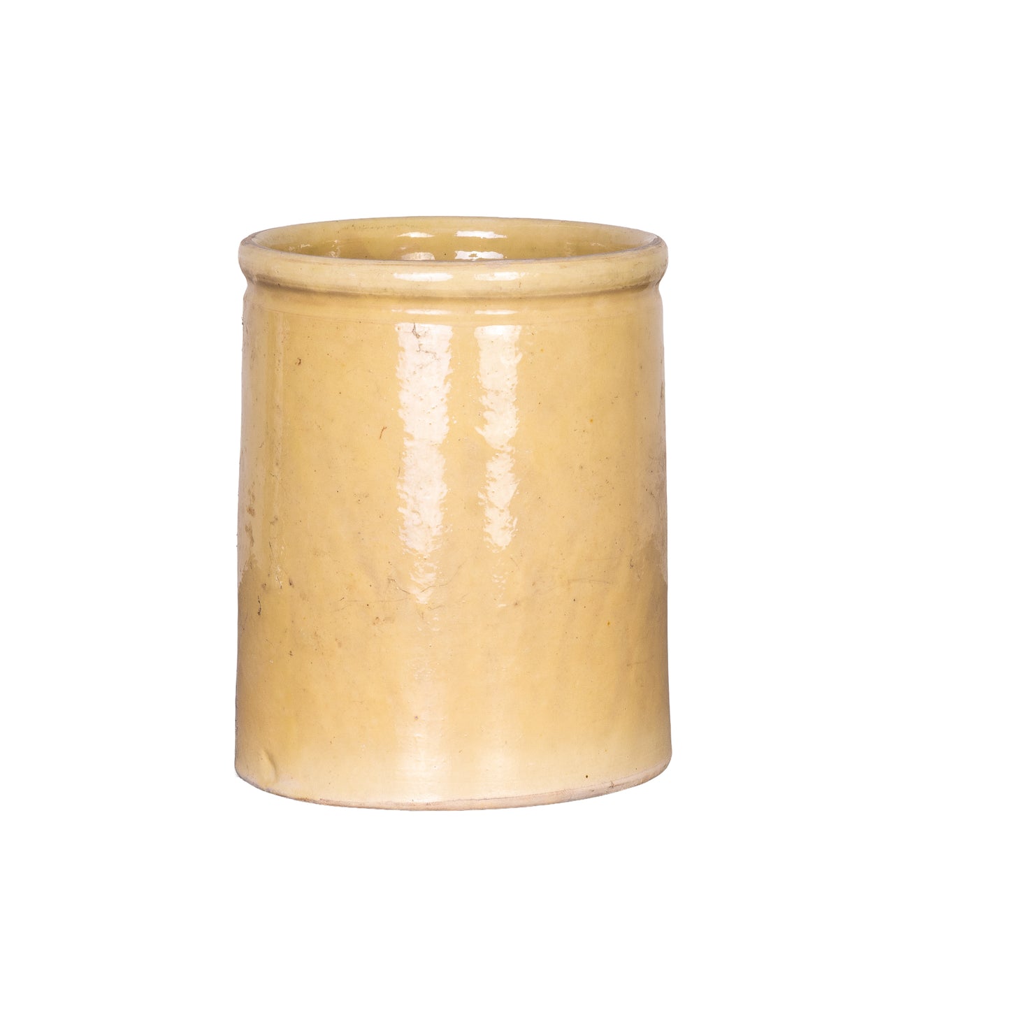 Antique French yellow glazed confit pot from Provence