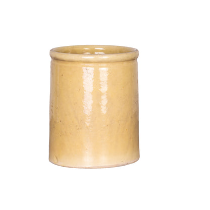 Antique French yellow glazed confit pot from Provence