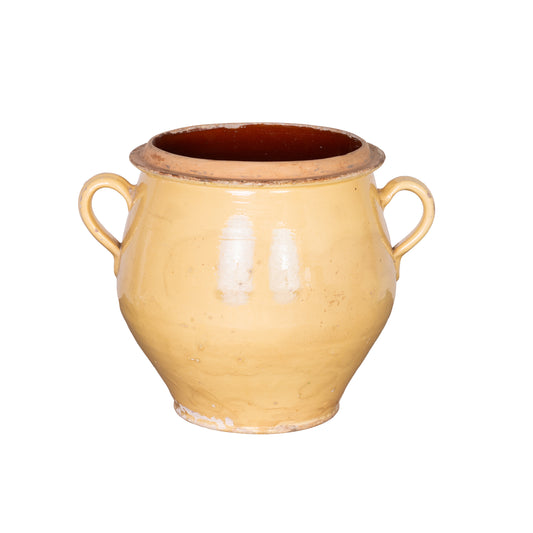 Antique French Yellow Glazed Confit Pot from Provence