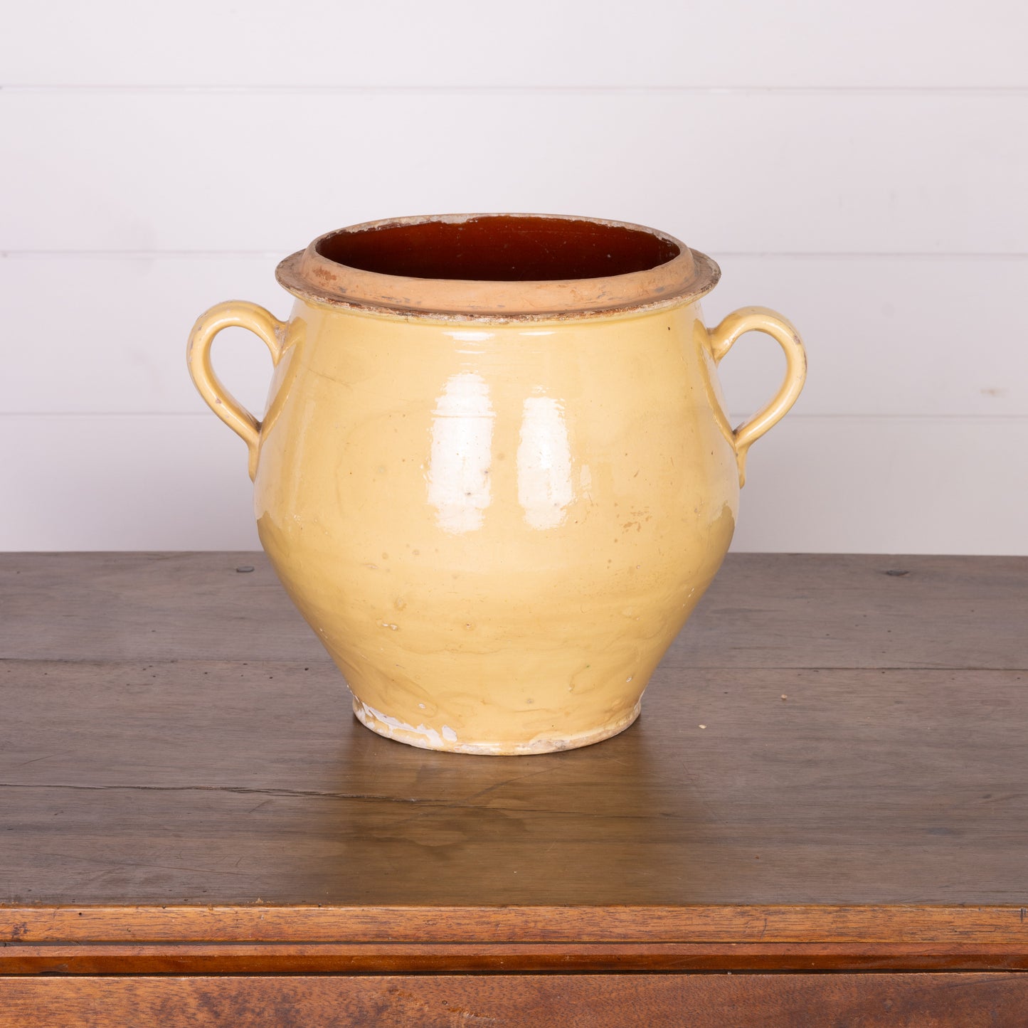 Antique French Yellow Glazed Confit Pot from Provence