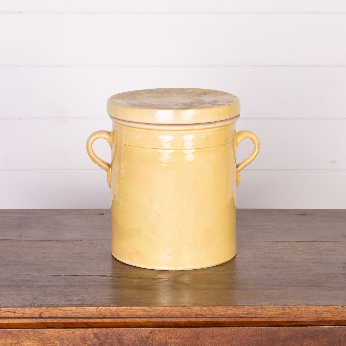 Antique French yellow glazed confit pot from Provence