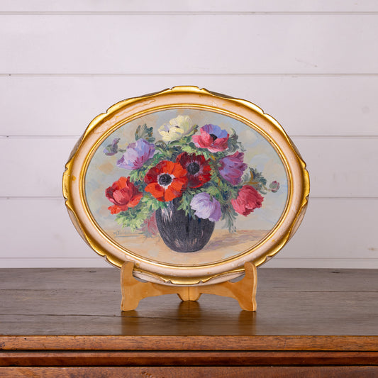 Charming vintage French still life floral oil painting from Provence