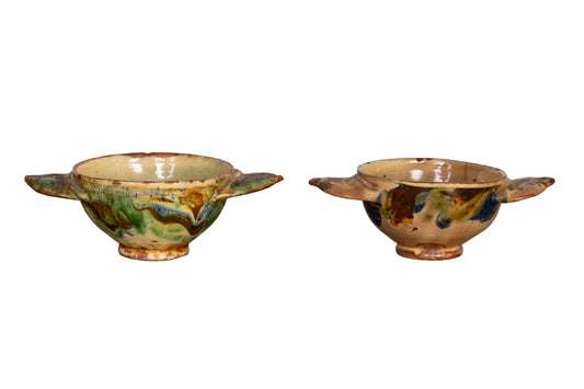 Pair of small ceramic glazed bowls from Provence