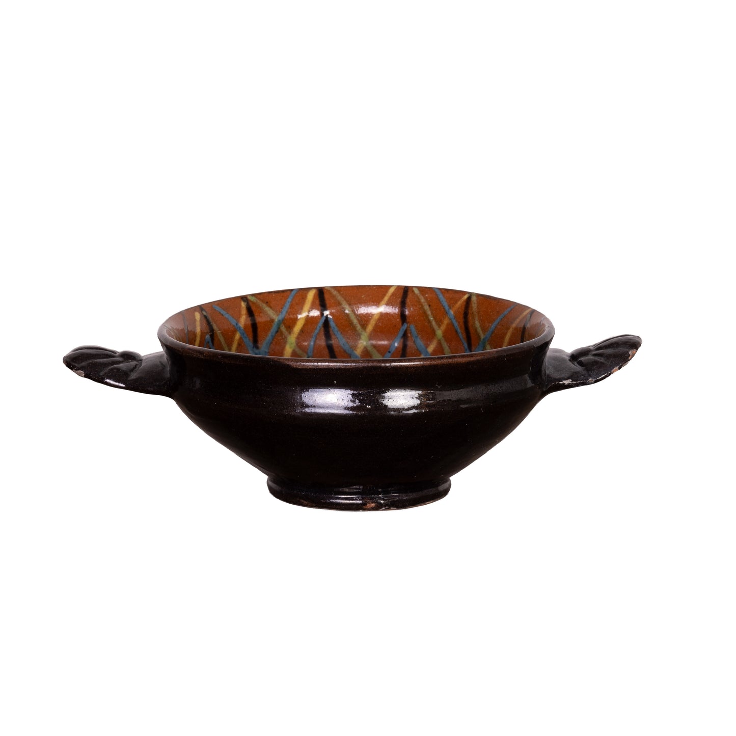 Vintage French dark glazed bowl from Provence