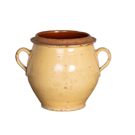 Antique French Yellow Glazed Confit Pot from Provence