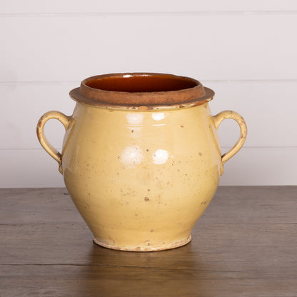 Antique French Yellow Glazed Confit Pot from Provence