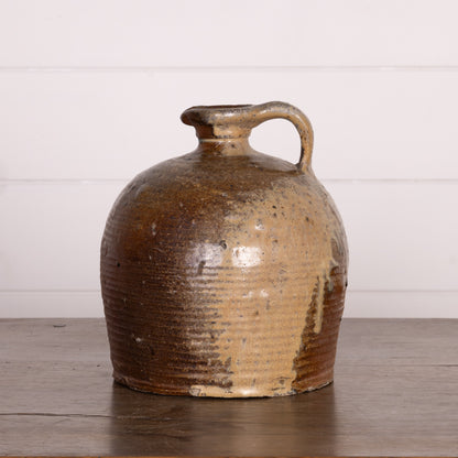 Antique French part glazed earthenware jug from Provence