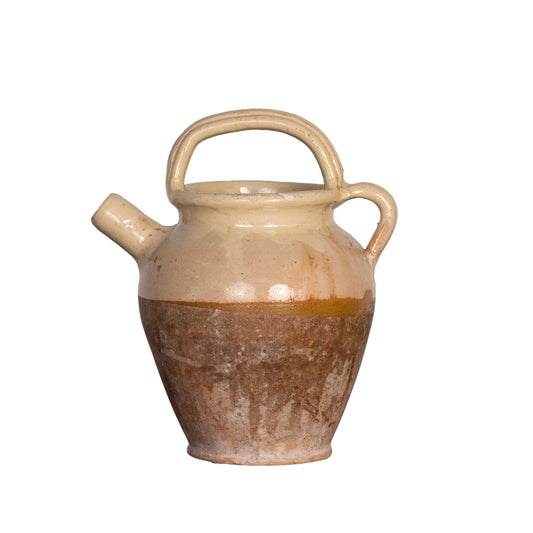 Antique French Yellow Glazed Confit Pot from Provence