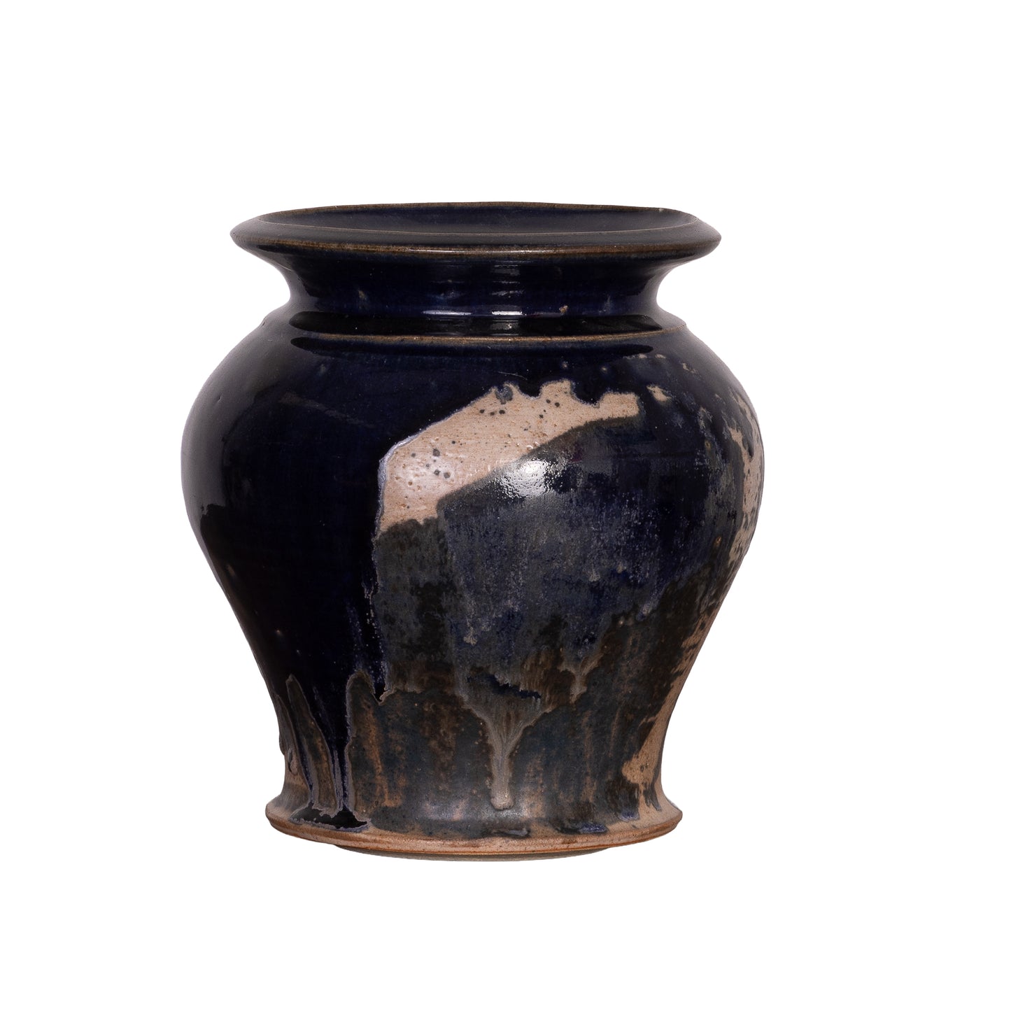 Lovely unusual black part glazed urn from Provence
