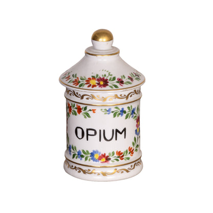 Vintage French hand painted 'Opium' pot with lid from Annecy