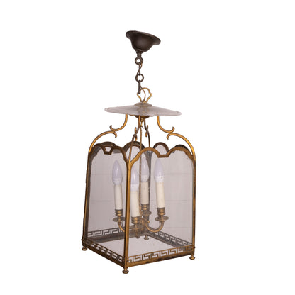 Vintage French glass box light pendant from Provence