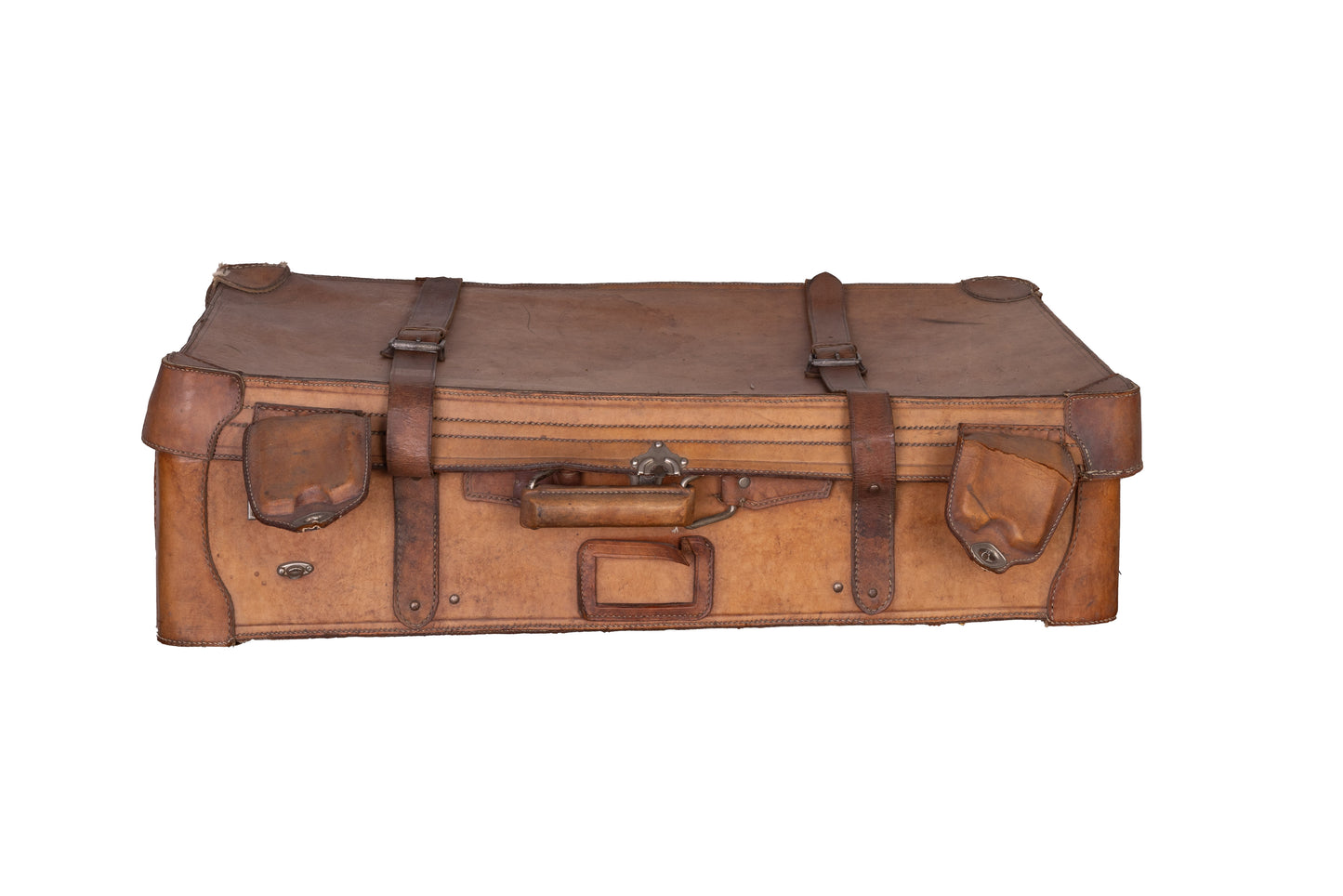 Vintage French Leather Suitcase from Annecy