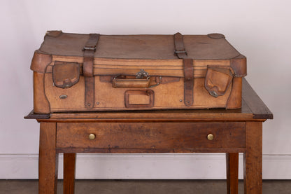 Vintage French Leather Suitcase from Annecy