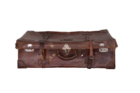 Vintage French Leather Suitcase from Annecy
